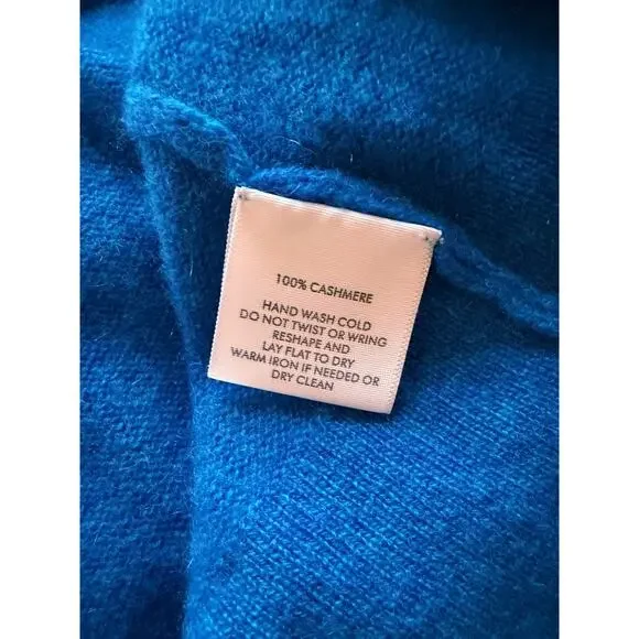 White + Warren Cobalt Blue Cashmere Cardigan Soft Large - Picture 7 of 10